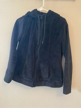Heavyweight Black Hooded Zip-Up Jacket - Women's